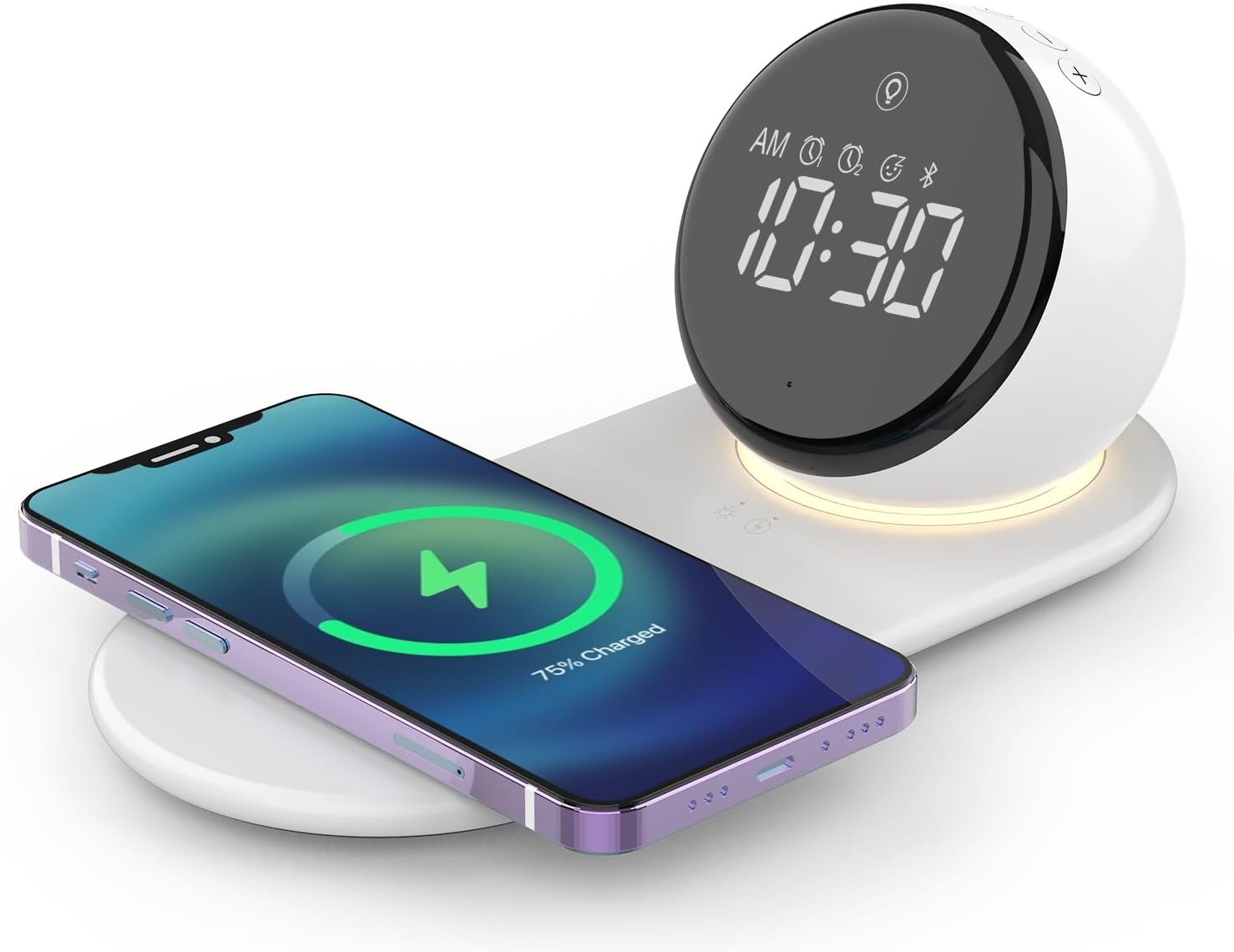 Digital Alarm Clock for Heavy Sleepers Adults, Night Lights, 15W Fast Wireless Charger, 20 White Noise Sounds, 3 Dimmable Touch Table Lamp with Snooze, Gift Ideas for Teens Girls Boys