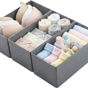 3-Piece Small Foldable Fabric Drawer Organizer Set, 11-inch Breathable Storage Boxes, Suitable for Socks, Underwear, Bras, and Baby Clothes
