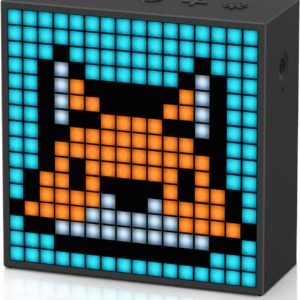 Pixel Art Bluetooth Speaker with 16x16 LED Display APP Control - Cool Animation Frame & Gaming Room Setup & Bedside Alarm Clock- Black