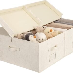 Large Decorative Storage Box with Lid (Rustic Linen Style)