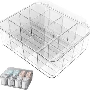 16-Compartment Transparent Plastic Stackable Underwear Storage Box, Suitable for Organizing Bras, Socks, and Other Small Items