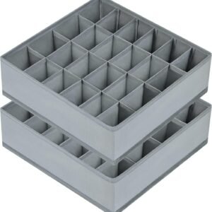 2-Piece Set of 24-Compartment Sock Drawer Organizers, Suitable for Socks, Handkerchiefs, Ties, and Belts