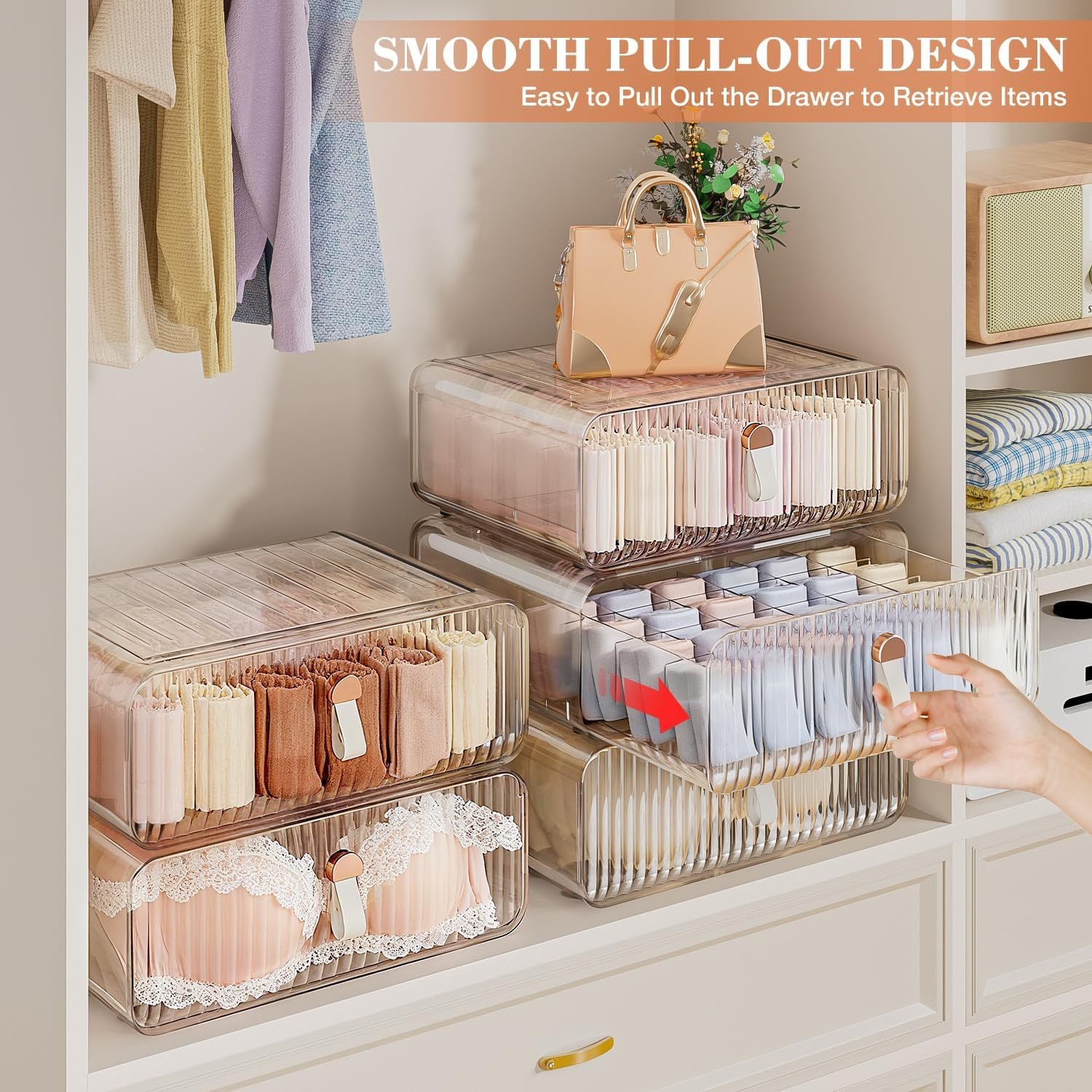 24-Compartment Transparent Acrylic Drawer Organizer with Removable Dividers - Image 2