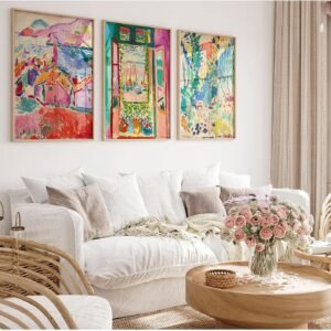 Wall Art Prints Aesthetic Canvas Wall Decor Painting Colorful Wall Art Poster Abstract Picture Artwork for Bedroom Living Room 16x24 Inch Unframed Set of 3