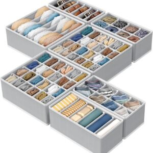 7-Piece Wardrobe Underwear Drawer Divider Organizer Set, Suitable for Bras, Panties, Socks, and Accessories